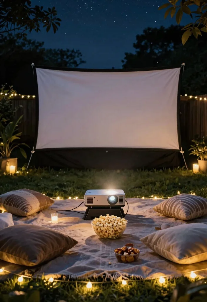 10 Backyard Proposal Ideas for Intimate Cozy and Personal Engagements - 6. DIY Outdoor Movie Night 1