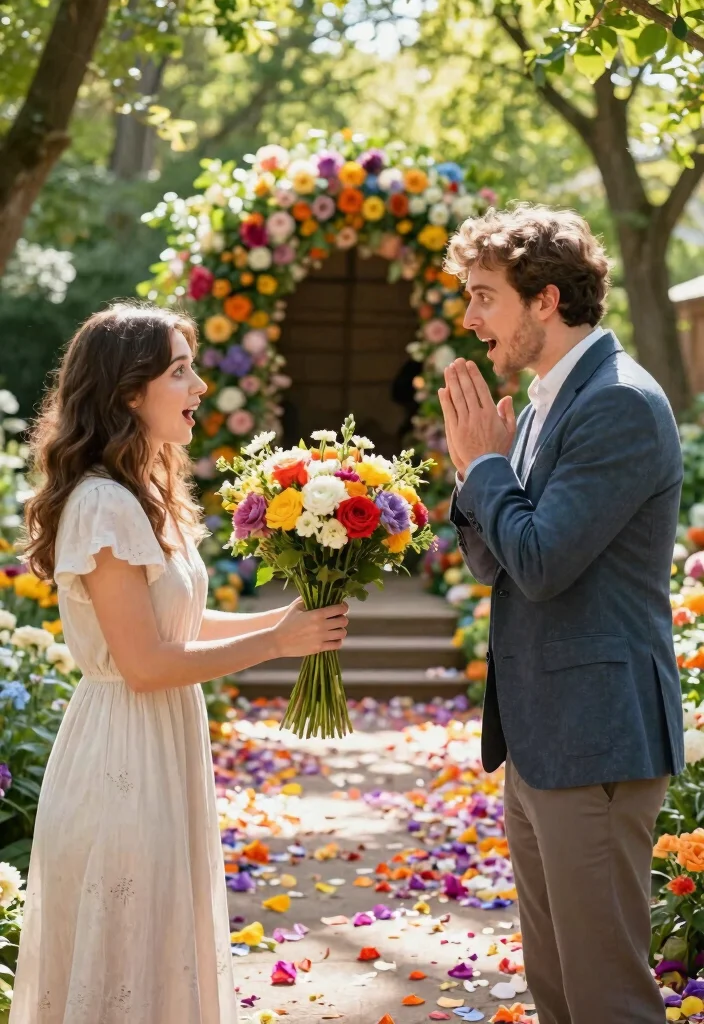 10 Chambelan Proposal Ideas for Cultural Stylish and Celebration Ready Asks - 1. Floral Surprise Proposal 1