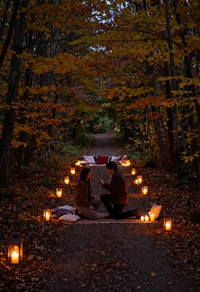 10 Fall Proposal Ideas for Cozy Seasonal and Colorful Romance 6 10 Fall Proposal Ideas for Cozy Seasonal and Colorful Romance - 6. Candlelit Nature Trail 1