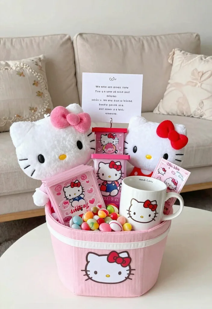 10 Homecoming Proposal Ideas Hello Kitty for Cute Playful and Themed Surprises - 2. Hello Kitty Themed Gift Basket 1