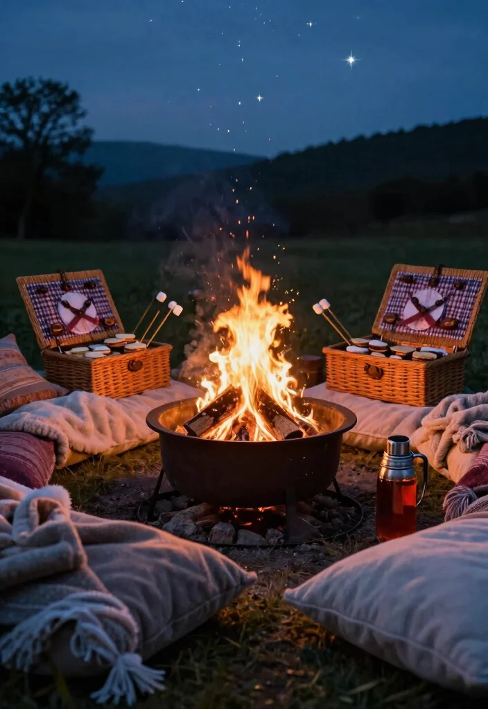 10 Picnic Proposal Ideas for Relaxed Romantic and Outdoor Charm - 8. Cozy Fire Pit Gathering 1