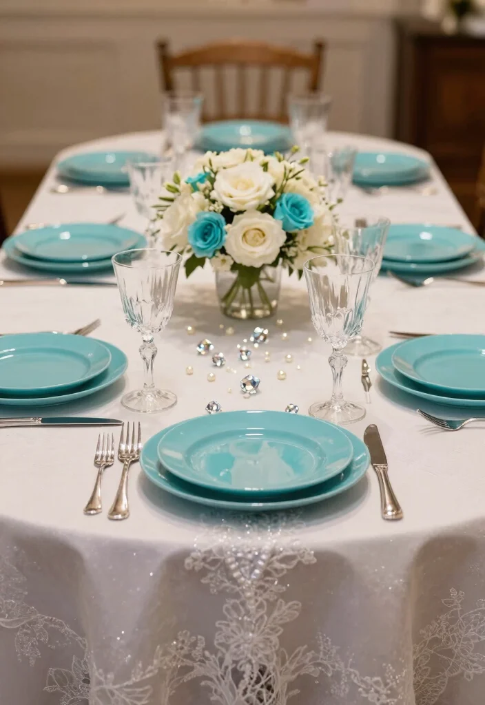 10 Tiffany and Company Party Ideas for Elegant Glam and Iconic Blue Themes - 2. Glamorous Table Settings 1