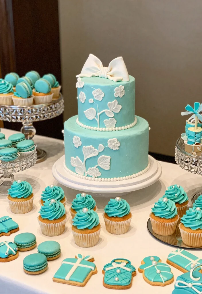 10 Tiffany and Company Party Ideas for Elegant Glam and Iconic Blue Themes - 3. Tiffany Blue Desserts 1