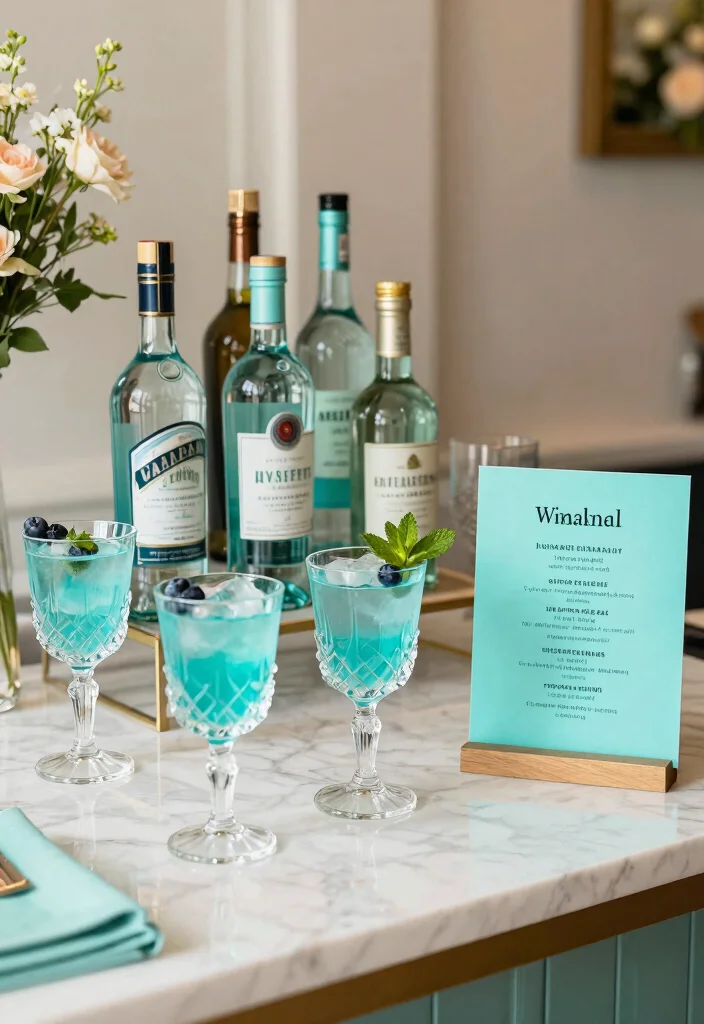 10 Tiffany and Company Party Ideas for Elegant Glam and Iconic Blue Themes - 4. Elegant Cocktail Station 1