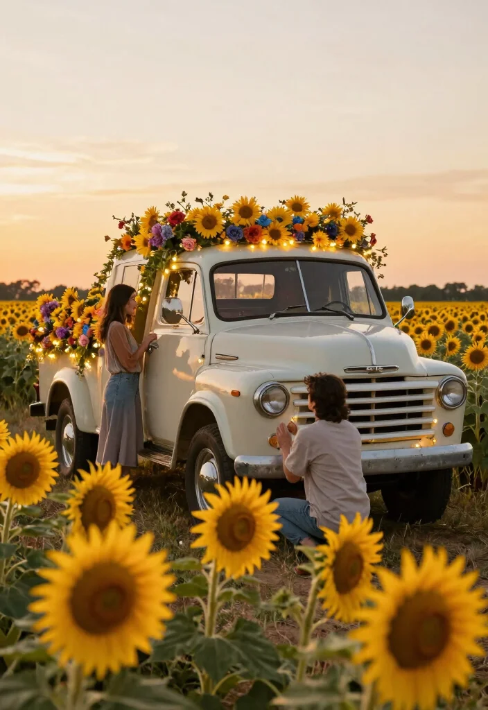 10 Western Proposal Ideas for Rustic Bold and Country Inspired Romance - 8. Vintage Truck Proposal 1