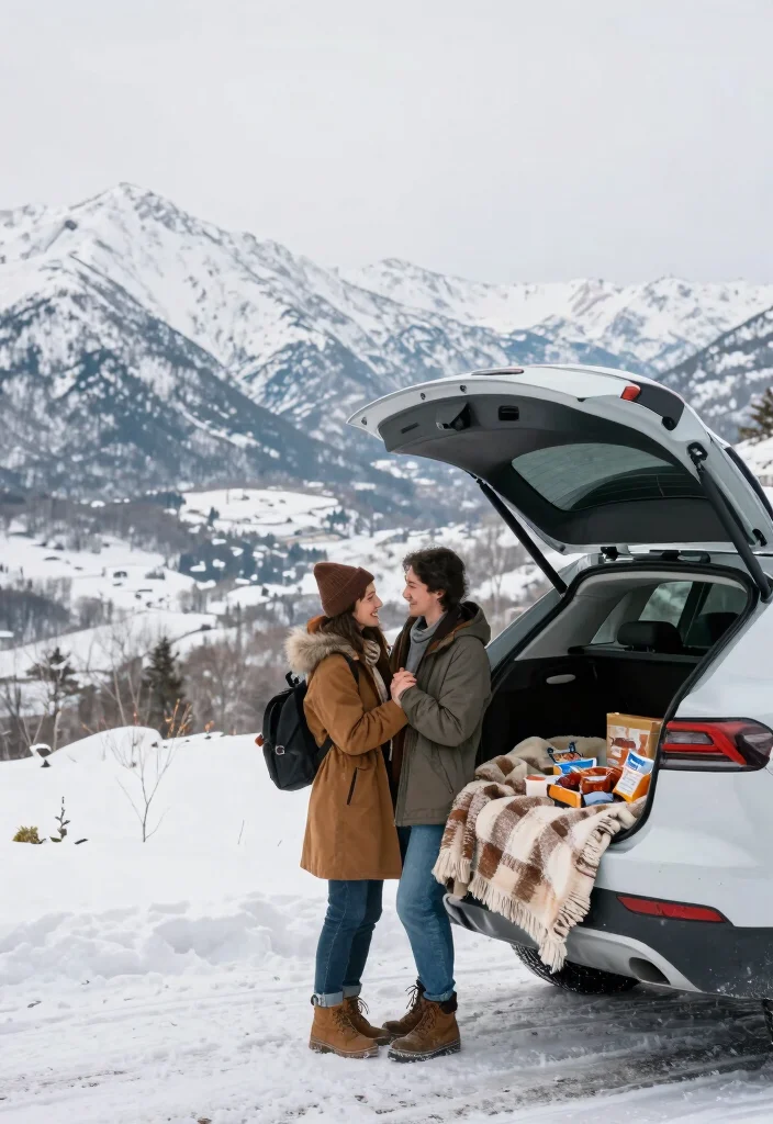 10 Winter Formal Proposal Ideas for Elegant Glam and Memorable Evenings - 9. Scenic Winter Road Trip Proposal 1