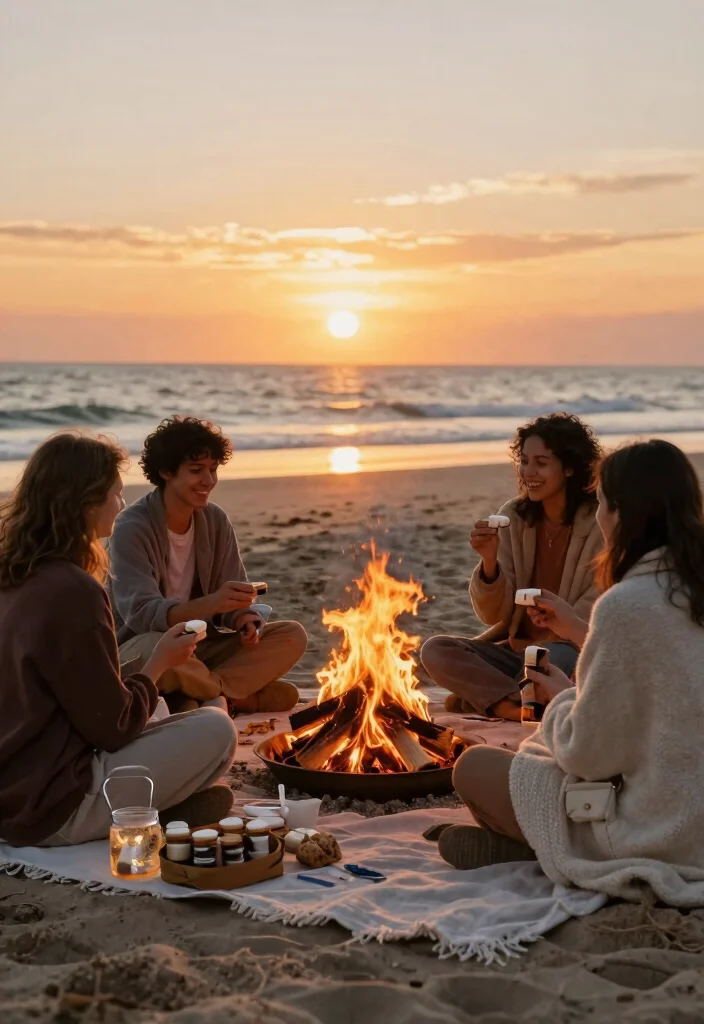 12 Bachelorette Beach Party Ideas for Sunny Fun and Coastal Celebration Vibes - 7. Sunset Bonfire Celebration 1
