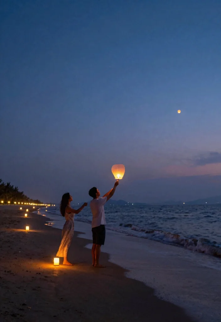 12 Beach Proposal Ideas for Romantic Scenic and Coastal Moments - 8. Lantern Release During Low Tide 1