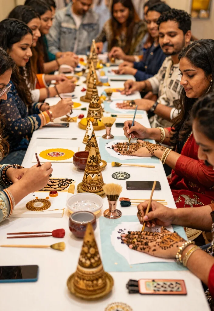 12 Mehendi Party Ideas for Colorful Festive and Cultural Celebrations - 2. Henna Art Stations for Personal Touch 1