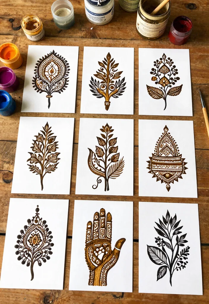 12 Mehendi Party Ideas for Colorful Festive and Cultural Celebrations - 5. DIY Mehendi Design Cards 1