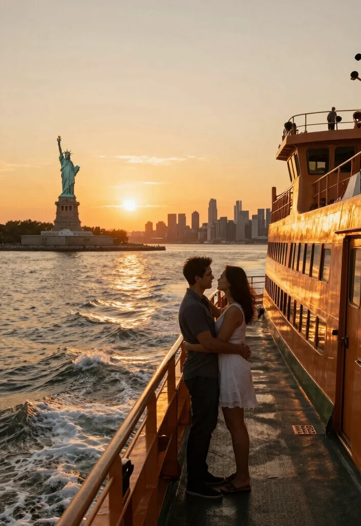 12 NYC Proposal Ideas for Iconic Romantic and City Chic Engagements - 3. Sunset Proposal on the Staten Island Ferry 1