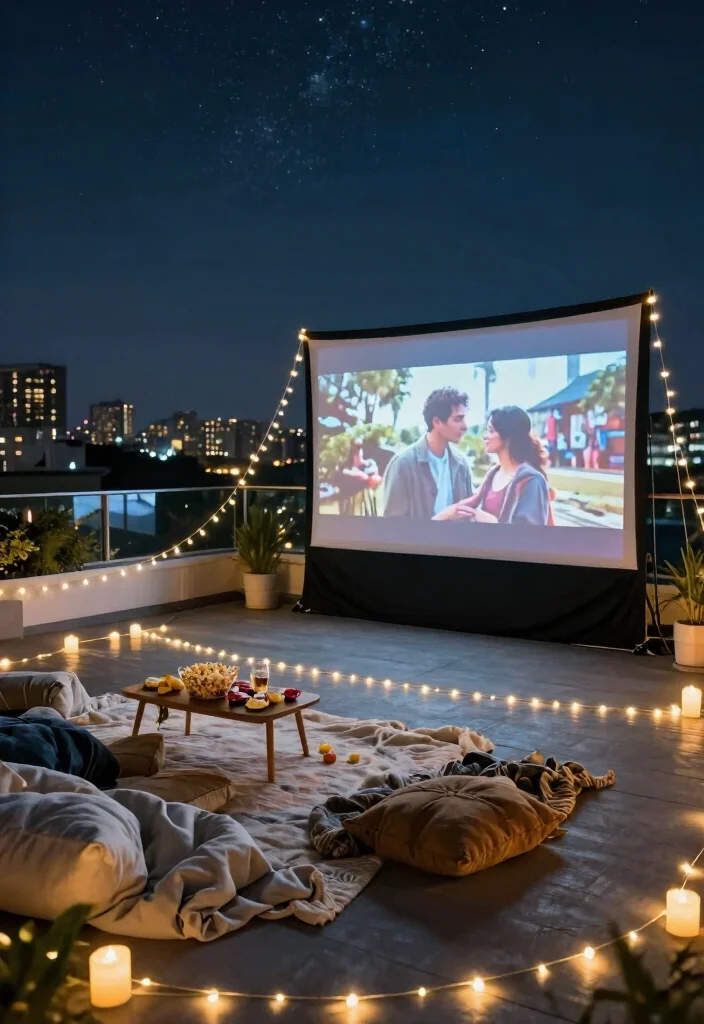 12 Rooftop Proposal Ideas for Stunning Views and Modern Romance - 5. Rooftop Movie Night 1