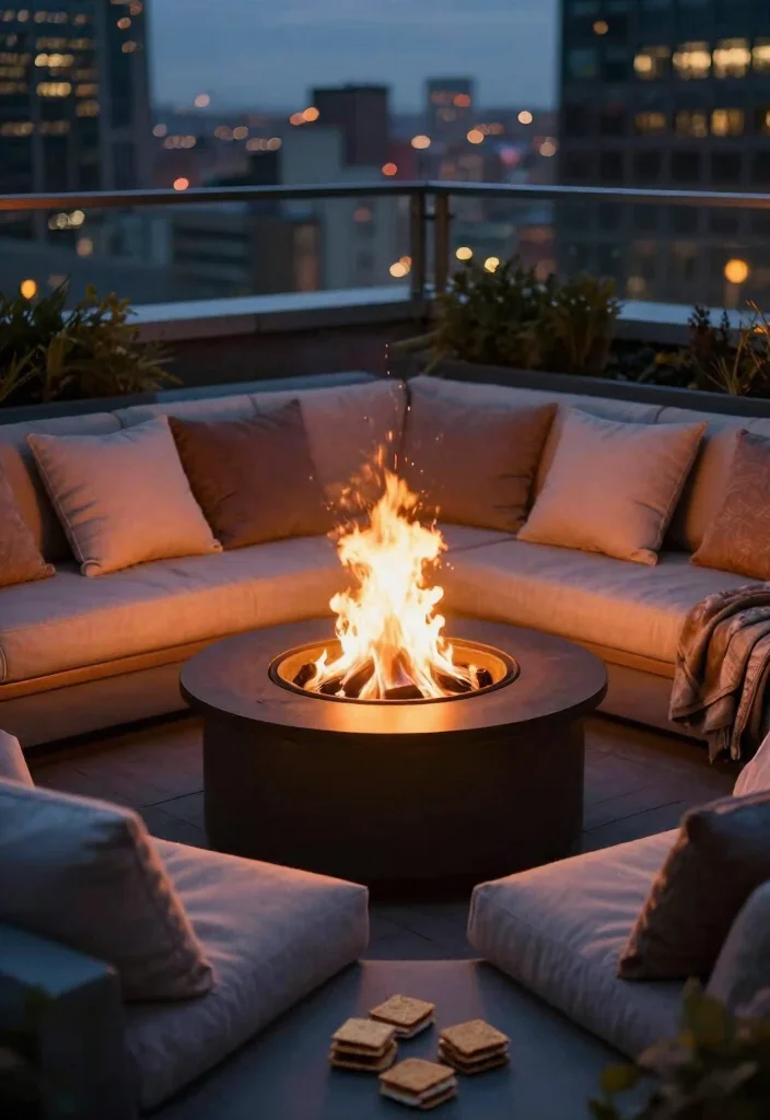 12 Rooftop Proposal Ideas for Stunning Views and Modern Romance - 7. Rooftop Fire Pit Proposal 1