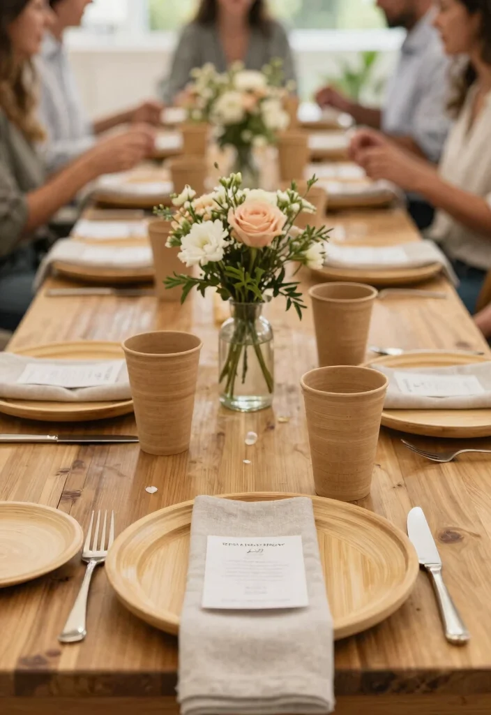 14 Engagement Party Decoration Ideas for Chic, Romantic, and Photo-Ready Events - 7. Eco-Conscious Tableware 1